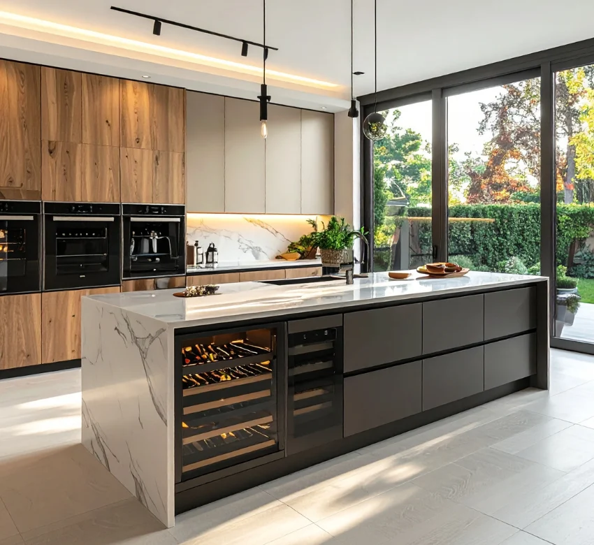 modern oak kitchen cabinets in Richmond Hill by GTA Kitchen & Woodworking